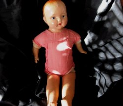 27''  COMPO HEAD 20-30S MOLDED HAIR MAMA DOLL  PINK ONESIE